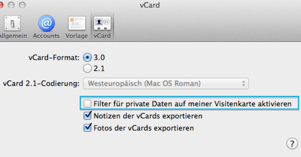 Kontaktkarten Nur Bestimmte Informationen Freigeben Mac Life