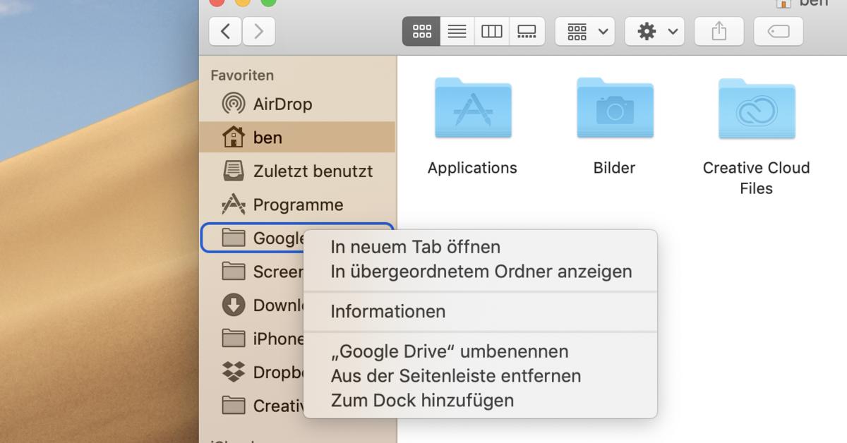 google drive for mac dock