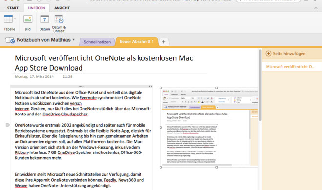 onenote for mac 10.9